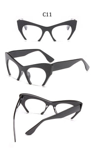 Big frame women glasses frame fashion cat eye Clear Lens brand oversized Glasses Female Transparent Half frame optical frame
