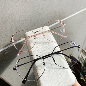 Transparent Optical Glasses Women Elegant Irregular Eyeglasses Frames Ladies Luxury Metal Spectacles Frame