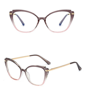 Plastic Titanium Anti Blue Glasses Frames Cat Eye Women Optical Fashion Computer Glasses