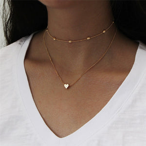2020 New Female Fashion Crystal Heart Necklace Pendant Short Gold Chain Necklace Pendant Necklace Charm Gifts Girlfriends Gift