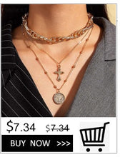 Carica l&#39;immagine nel visualizzatore di Gallery, Punk Multi Layered Pearl Choker Necklace Collar Statement Virgin Mary Coin Crystal Pendant Necklace Women Jewelry