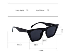 Carica l&#39;immagine nel visualizzatore di Gallery, New Woman Men Occhiali da sole Cat Eye con montatura grande Occhiali quadrati personalizzati Occhi di gatto colorati Occhiali alla moda Occhiali retrò versatili UV400 