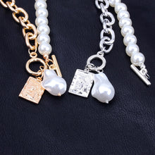 Load image into Gallery viewer, Fashion Chain Pearl Necklace For Women Baroque Pearl Metal Charm Pendants Necklaces Choker Snake Chain Jewelry Gold Silver Color