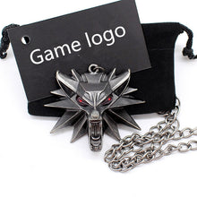 Load image into Gallery viewer, Wizard 3 Wild Hunt Game pendant necklace Geralt animal metal link chain wolf head necklace steam 1 bag 1 card original quality