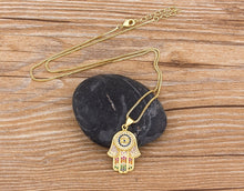 Load image into Gallery viewer, 2020 Dropshipping Hamsa Evil Eye Necklace For Women Collares  Colorful Palm Fatima Necklace Best Party Birthday Jewelry Gift