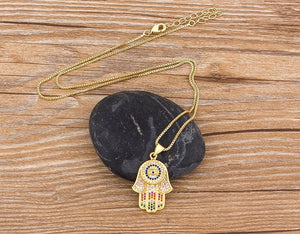 2020 Dropshipping Hamsa Evil Eye Necklace For Women Collares  Colorful Palm Fatima Necklace Best Party Birthday Jewelry Gift