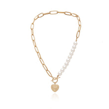 Load image into Gallery viewer, Punk Imitation Pearl Choker Necklace Collar Statement Gold Color Love Heart Lasso Pendant Necklace for Women Jewelry