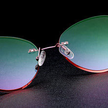 Load image into Gallery viewer, Gmei Optical Z2878 Ultra-light Alloy Women Pink Rimless Glasses Frame With Diamond Trimming Cut Gradient Tinted Plano Lenses