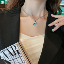 Carica l'immagine nel visualizzatore di Gallery, Korean Blue Gradient Butterfly Necklace for Women Girls Silver Color Rainbow Butterflies Pendant Choker Necklaces Jewelry Gift