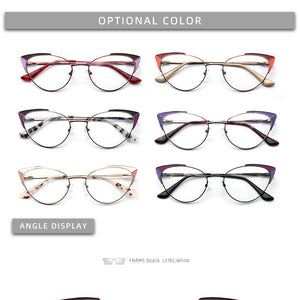 Prescription Glasses Women's Eyeglasses With Frame Myopia Clear Optical Female Eyewear Metal Cat Eye Round Fake Glasses