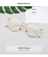 Load image into Gallery viewer, Pure Titanium Glasses Men Vintage Round Eyewear Myopia Optical Prescription Brand Designer Eyeglasses Frame Women