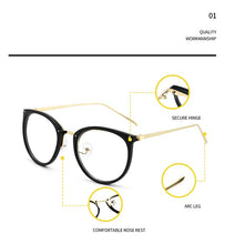 Load image into Gallery viewer, Transparent Eyeglasses Frames Women Retro Cat Eye Glasses Myopia Frame Vintage Fake Eyeglass Metal Optical Spectacles