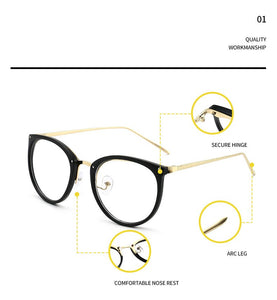 Transparent Eyeglasses Frames Women Retro Cat Eye Glasses Myopia Frame Vintage Fake Eyeglass Metal Optical Spectacles