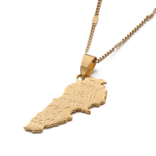 Carica l&#39;immagine nel visualizzatore di Gallery, Gold Color Lebanon Map Pendant Necklaces Liban Maps of Lebanese Patriotic Trendy Jewelry Gifts