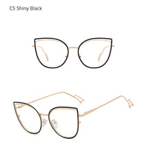 Load image into Gallery viewer, Ralferty Retro Metallic Eyeglass Frame Women Computer Anti Blue Light Glasses Leopard Myopia Optic Prescription Glasses Frame