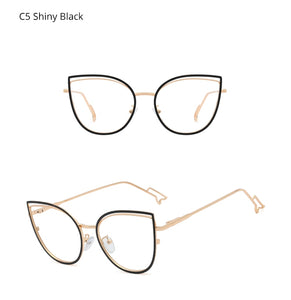 Ralferty Retro Metallic Eyeglass Frame Women Computer Anti Blue Light Glasses Leopard Myopia Optic Prescription Glasses Frame
