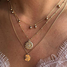 Carica l'immagine nel visualizzatore di Gallery, Collana vintage con mappa lunare per donna, bohemien, multistrato, cerchio, moneta, pietra, collane con ciondolo, perline stella, gioielli girocollo 