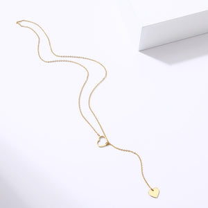 Long Pendant Heart-Shaped Necklaces Pendants For Women  Simple Design Necklace Stylish Stainless Steel Jewelry Party Gift