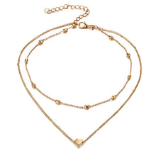 Carica l&#39;immagine nel visualizzatore di Gallery, Collana a catena con collo a clavicola multistrato a forma di cuore di pesca con ciondolo clavicola femminile di moda semplice. Ciondolo a forma di cuore 