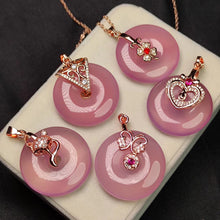 Carica l&#39;immagine nel visualizzatore di Gallery, Natural Ice Purple Green  Jade Agate Pendant Buckle Crystal Jade Necklace Amp Silver Cord S925 Silver 925  Necklace Women