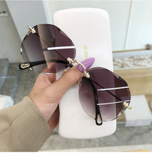 Load image into Gallery viewer, Rimless Cat Eye Sunglasses Women Trendy Sun Glasses Ladies Gradient Shades Framless Eyewear UV400 Mirror