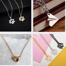 Carica l&#39;immagine nel visualizzatore di Gallery, Korean Simple Necklace Personality Paper Airplane Necklace Hollow Lotus  Animal Paw Pendant Necklace Love Heart Necklace
