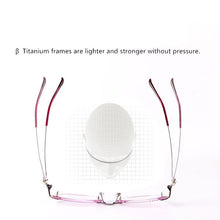 Load image into Gallery viewer, β Titanium Myopia Sunglasses Ladies Rimless Diamond Butterfly Frame Flat Lens Progressive With Prescription Diopter Astigmatism