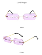 Load image into Gallery viewer, Small Rectangle Rimless Sunglasses Women NEW Fashion Blade Shape Vintage Hollow Eyeglasses Women Razor Gafas Punk UV400 Alloy