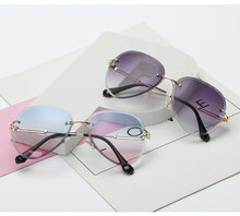 Load image into Gallery viewer, 2022 New Brand Designer Rimless Pilot Sunglasses Women Men Retro Dimond Cutting Lens Gradient Sun Glasses For Female UV400