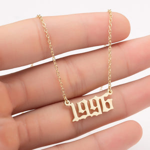 Personalize Year Number Necklaces for Women Custom Year 1980 1989 2000 Birthday Gift from 1980 to 2019