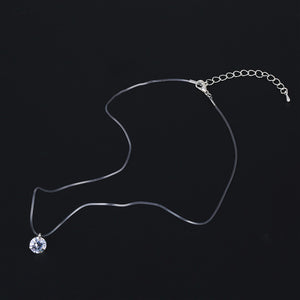 New Personality Fashion Square Imitation Pearl Crystal Zircon Necklace Invisible Transparent Fishing Line Necklace Women