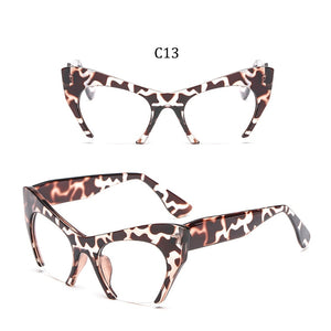 Big frame women glasses frame fashion cat eye Clear Lens brand oversized Glasses Female Transparent Half frame optical frame