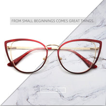 Carica l&#39;immagine nel visualizzatore di Gallery, square oval cat eye metal optical prescription eyeglasses frames customizable fashion clear  fake glasses women without diopters