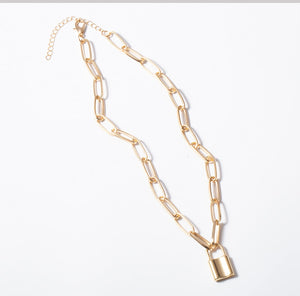 Punk Simple Padlock Pendant Necklace Hip Hop Lock Necklaces for Women Gold/Silver Color Chunky Necklace Chain on the Neck