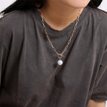 Load image into Gallery viewer, Baroque Pearl Pendant Choker Necklace for Women Wedding Punk Big Bead Lariat Gold Color Long Chain Necklace Jewelry