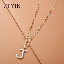 Carica l&#39;immagine nel visualizzatore di Gallery, ZFYIN 2020 New Trendy Jewelry Fresh Water Pearl Alphabet Letters Initials  Pendant Necklaces for Women