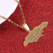 Carica l&#39;immagine nel visualizzatore di Gallery, Stainless Steel Gold Color Jamaica Pendant Necklaces Fashion Jamaican Flag Charm Jewelry