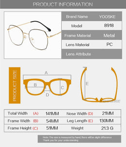 Transparent Glasses Frames Women Retro Oversized Optical  Eyeglasses Female Fashion Irregular Metal Myopia Frame
