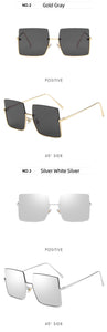 2022 Metal Semi-rimless Sunglasses Women Retro Oversized Square Sun Glasses Men Fashion Half Metal Frame Streetwear Eyewear