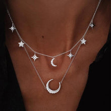 Carica l'immagine nel visualizzatore di Gallery, Collana vintage con mappa lunare per donna, bohemien, multistrato, cerchio, moneta, pietra, collane con ciondolo, perline stella, gioielli girocollo 