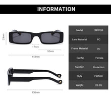 Carica l'immagine nel visualizzatore di Gallery, Occhiali da sole rettangolari piccoli alla moda da donna 2022 Steampunk anni '90 Occhiali da sole UV400 Occhiali da sole gotici da spiaggia Cat Eye Hip Hop Eyewear 
