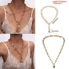 Carica l&#39;immagine nel visualizzatore di Gallery, Multi Layer Lover Lock Pendant Choker Necklace Steampunk Padlock Heart Chain Necklace Collier Best Couple Jewelry Gift
