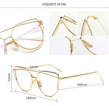 Load image into Gallery viewer, Cateye Glasses For Women 2022 Optical Eyewear Metal Frame Eyeglasses Retro Okulary Women Luxury Blue Light Gafas De Mujer