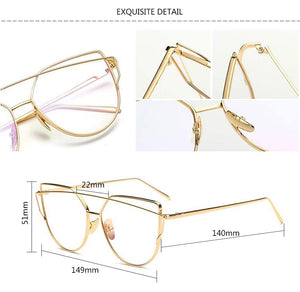 Cateye Glasses For Women 2022 Optical Eyewear Metal Frame Eyeglasses Retro Okulary Women Luxury Blue Light Gafas De Mujer
