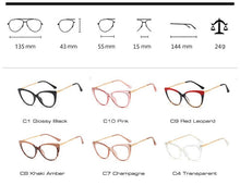 Load image into Gallery viewer, TR90 Comfortable Cat Eye Eyeglasses Frame Women  Vintage Spring Hinge Optical Frame