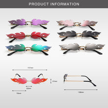 Load image into Gallery viewer, Frameless Flame Women Sunglasses Fashion Trend Sunshade Mirror Personality Funny Wave Sunglasses Narrow Frame Retro Cool Glasses