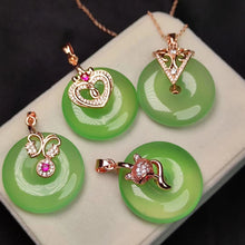 Carica l&#39;immagine nel visualizzatore di Gallery, Natural Ice Purple Green  Jade Agate Pendant Buckle Crystal Jade Necklace Amp Silver Cord S925 Silver 925  Necklace Women