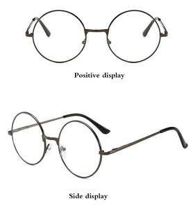 Retro-classic transparent lens metal frame men and women circular reading glasses  retro-personality college style