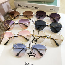 Load image into Gallery viewer, High Quality women's Oval Cat Eye Sunglasses Lady Metal Rimless shades Luxury Sunglasses Female Driving Glasses zonnebril dames
