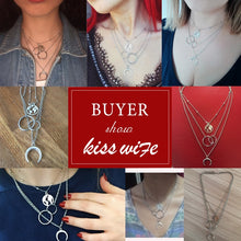 Carica l&#39;immagine nel visualizzatore di Gallery, Fashion Moon Circle Map Pendant Necklace for Women Jewelry Earth Choker Multilayer Bijoux Collares Mujer Collier Femme
